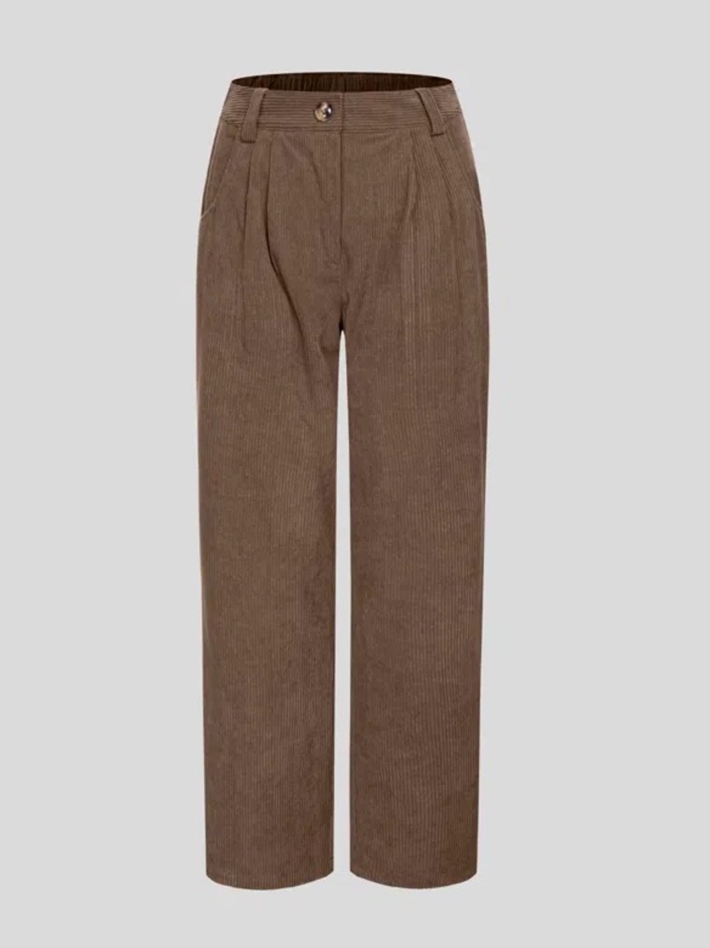 HALARA Mid Rise Zipper Pocket Corduroy Casual Pants in Acorn